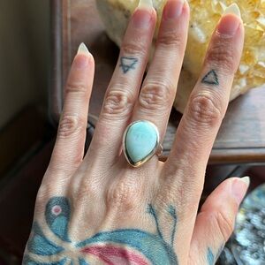 Sterling larimar teardrop ring